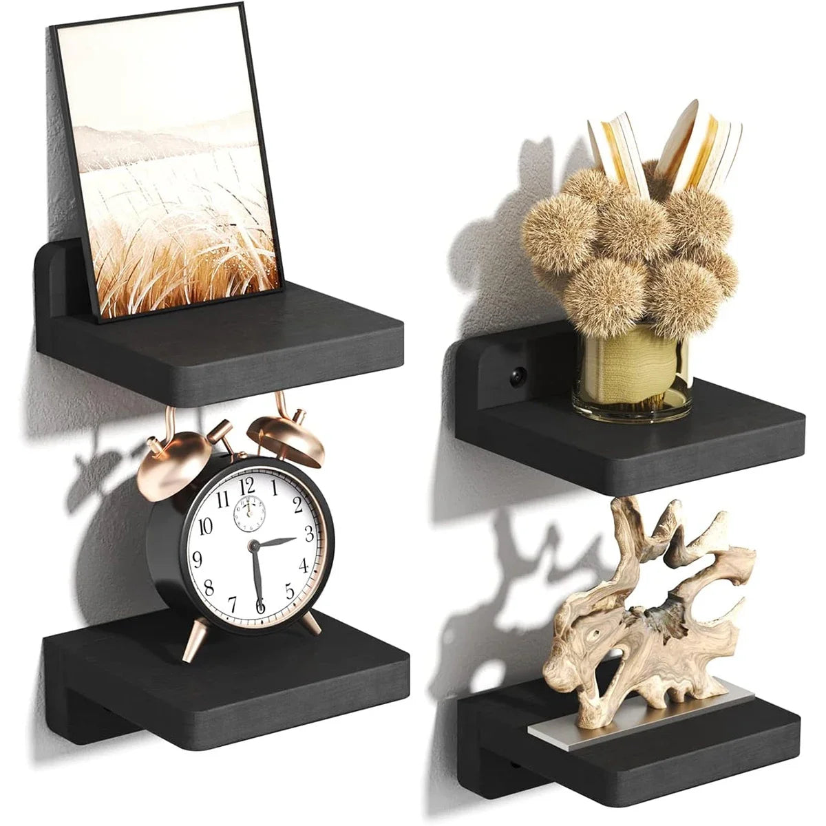 Set of 4 Mini Floating Wall Shelves – Small Display Ledges