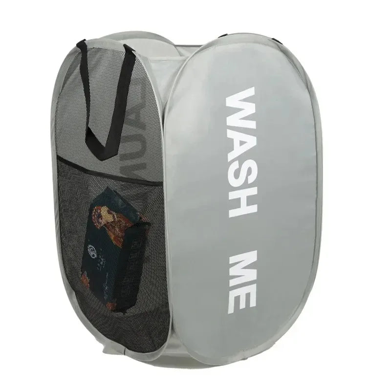 Foldable Mesh Pop-Up Laundry Basket for Bedroom or Dorm