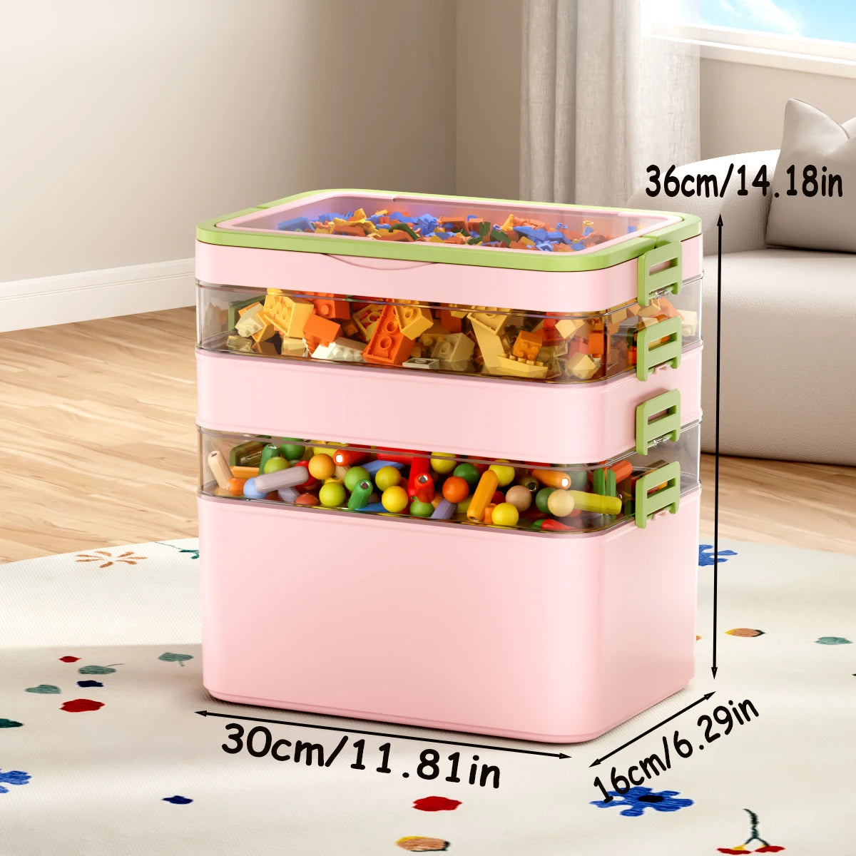 Stackable Multi-Layer Storage Box with Handle for Toys & Home Organization