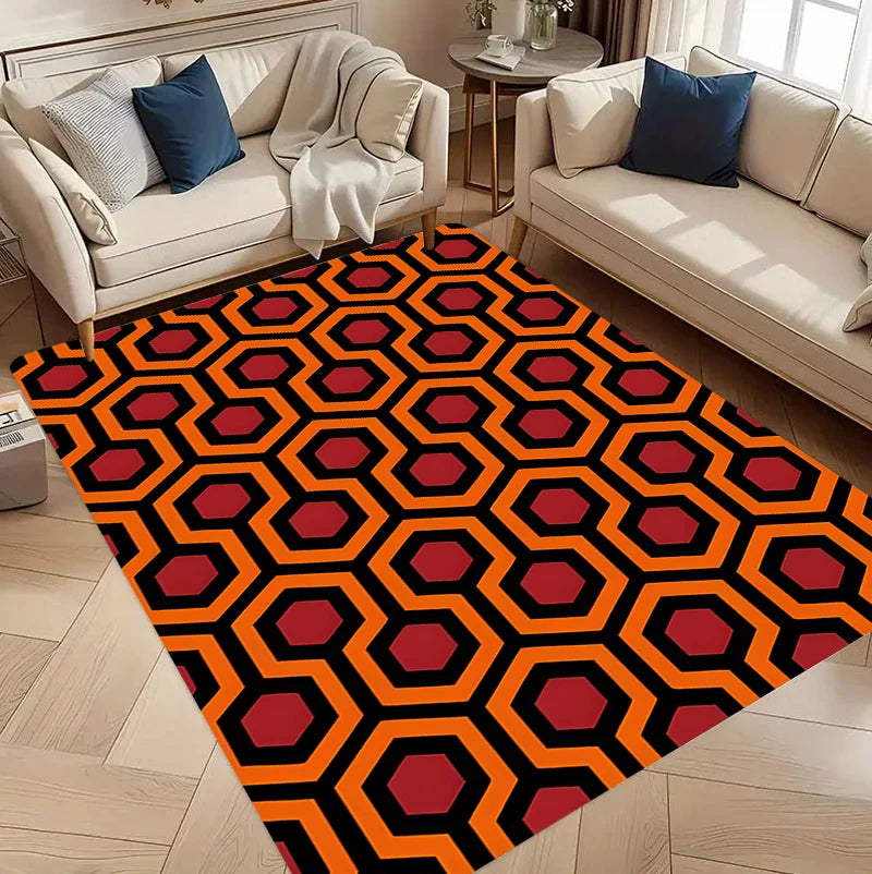 Groovy Retro Geometric Area Rug – Non-Slip 100% Polyester Mat for Living Room, Bedroom, or Entryway