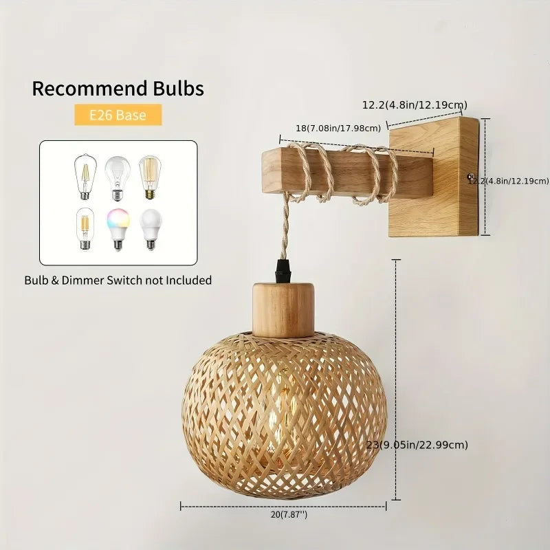Willow Grove Woven Bamboo Plug-In Wall Sconce