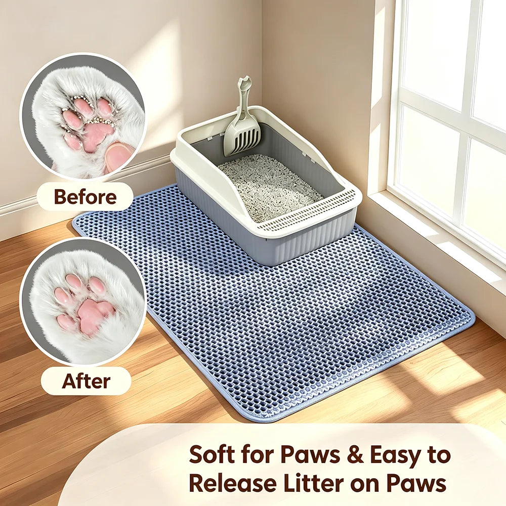 Double-Layer Cat Litter Mat for Easy Floor Cleanup