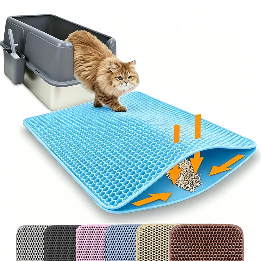 Double-Layer Cat Litter Mat for Easy Floor Cleanup
