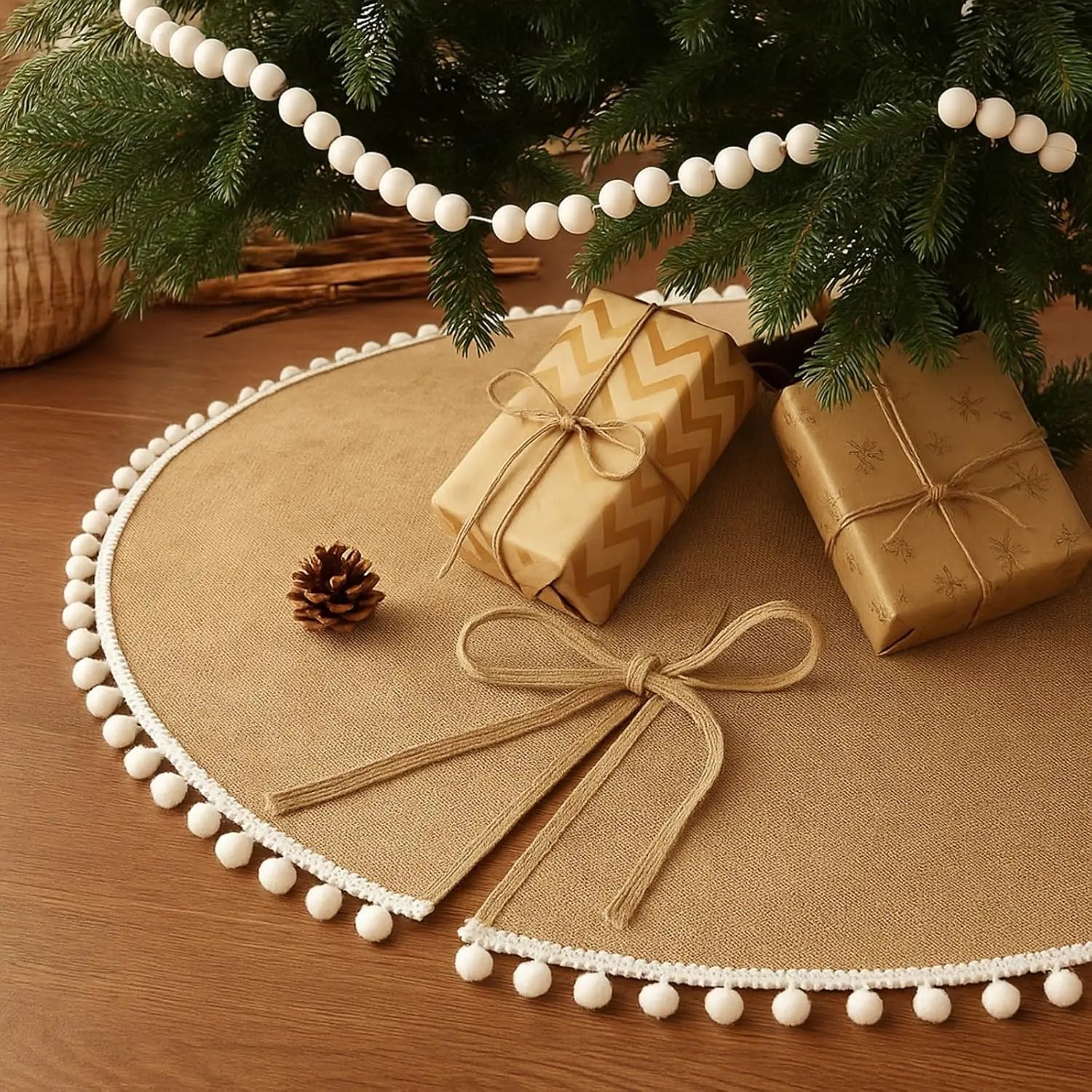 Harbor Ruffle-Edge Burlap Christmas Tree Skirt