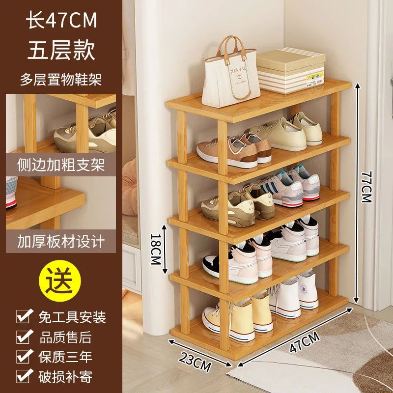 Slim Bamboo Shoe Rack for Entryway, Closet, or Small Space Organization