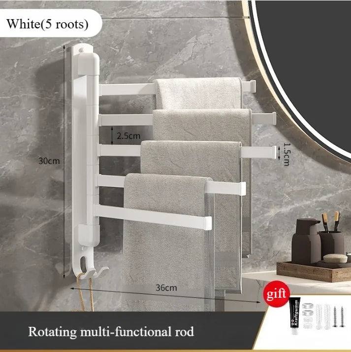 Rotating Stainless Steel Wall-Mounted Towel Rack for Bathroom or Kitchen