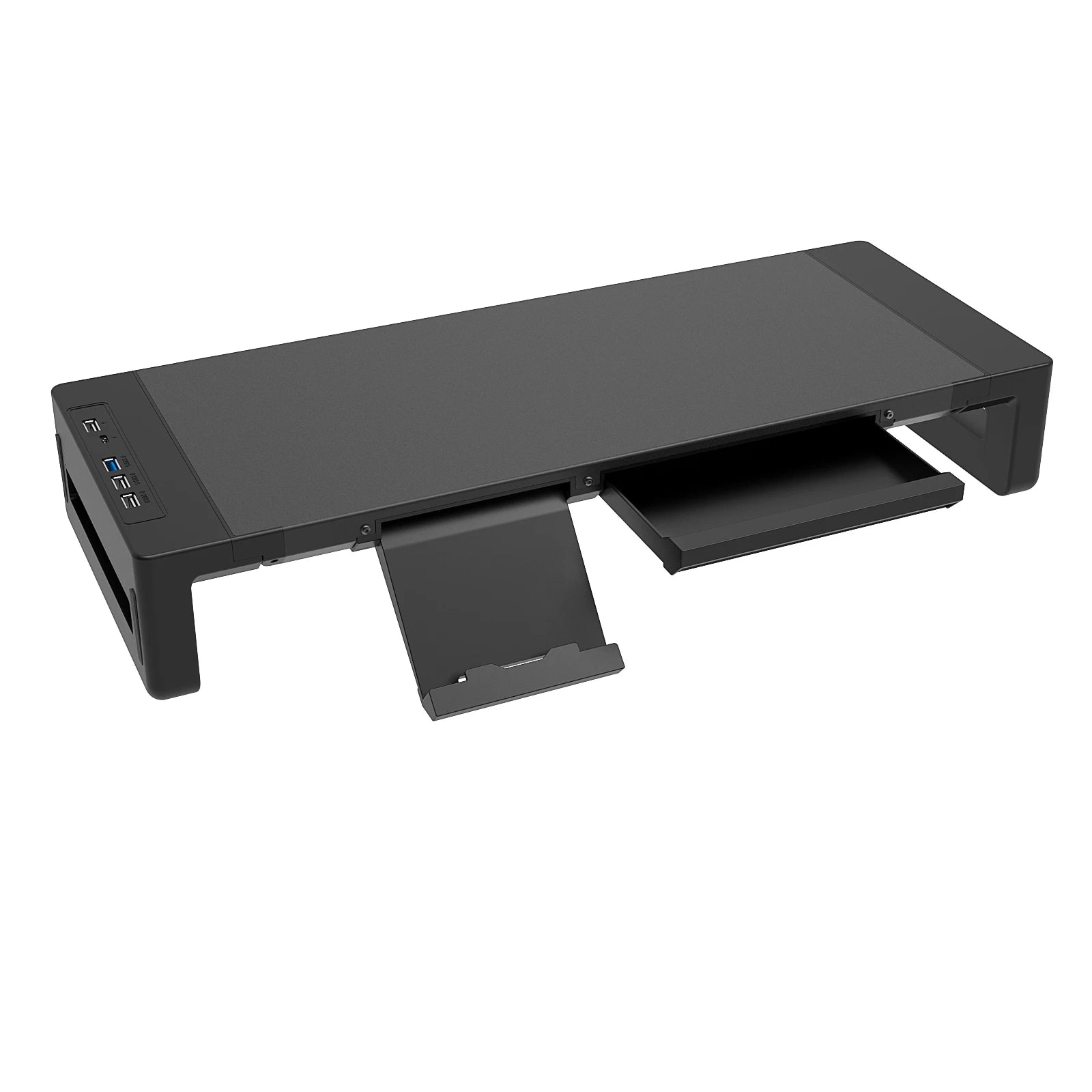 Height Adjustable Monitor Stand with Storage Drawer