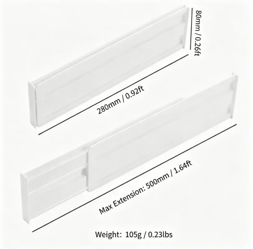 Adjustable Expandable Drawer Dividers for Kitchen, Dresser, or Closet Organization – Set of 4 or 6, White ABS