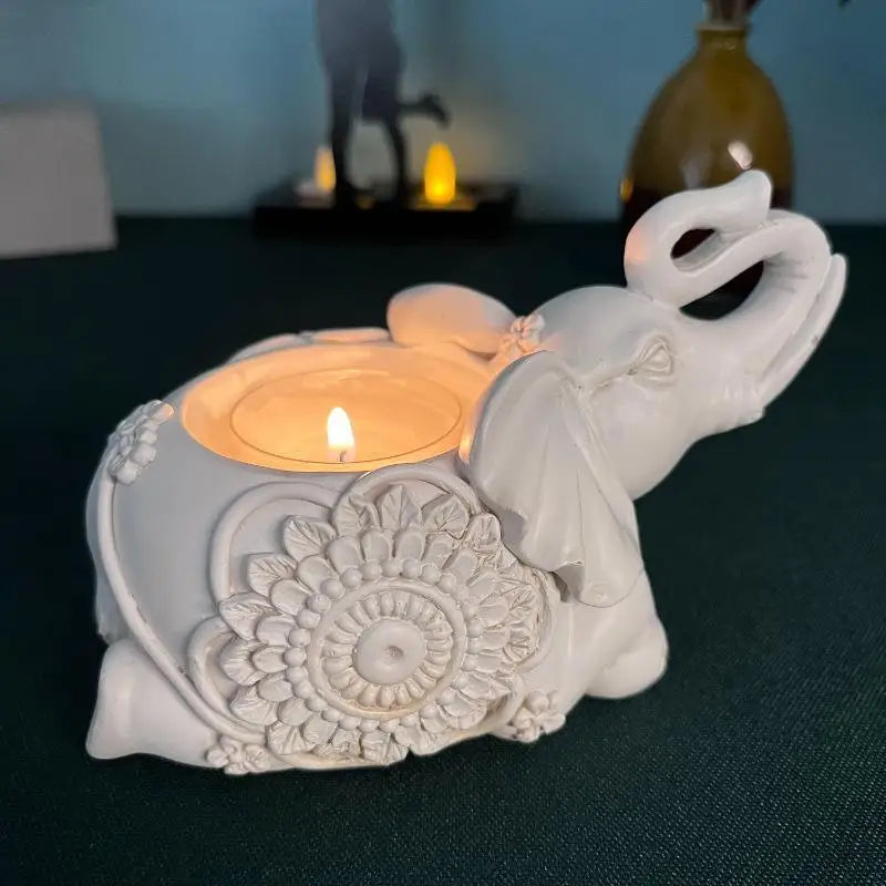 Arlo Elephant Tealight Holder – Decorative Resin Candle Holder