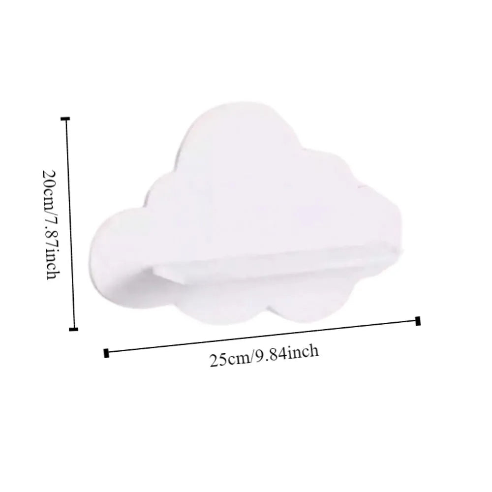 Cloud-Shaped Floating Wall Shelf – White Wooden Nursery Display
