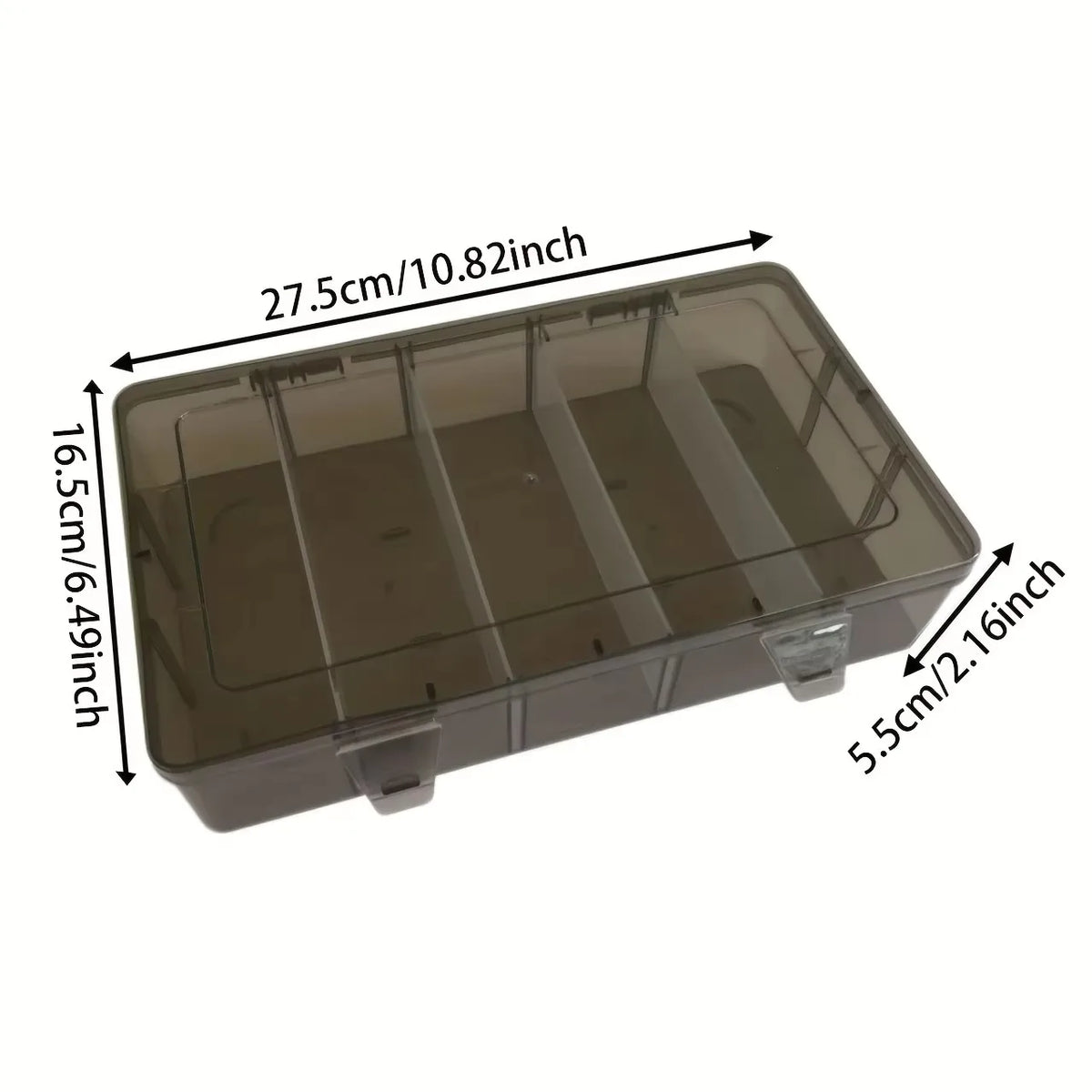 5-Compartment Clear Plastic Tool & Accessory Organizer Box for Hardware, Craft, or Office Supplies