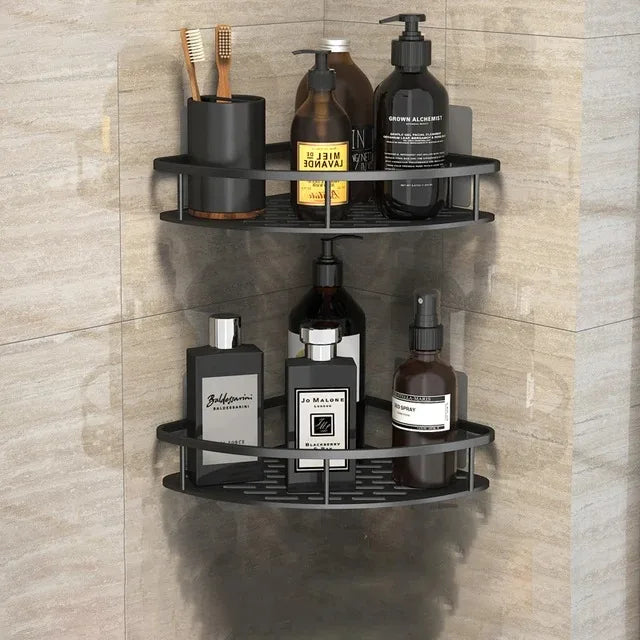 No-Drill Metal Corner Shower Shelf for Bathroom Organization