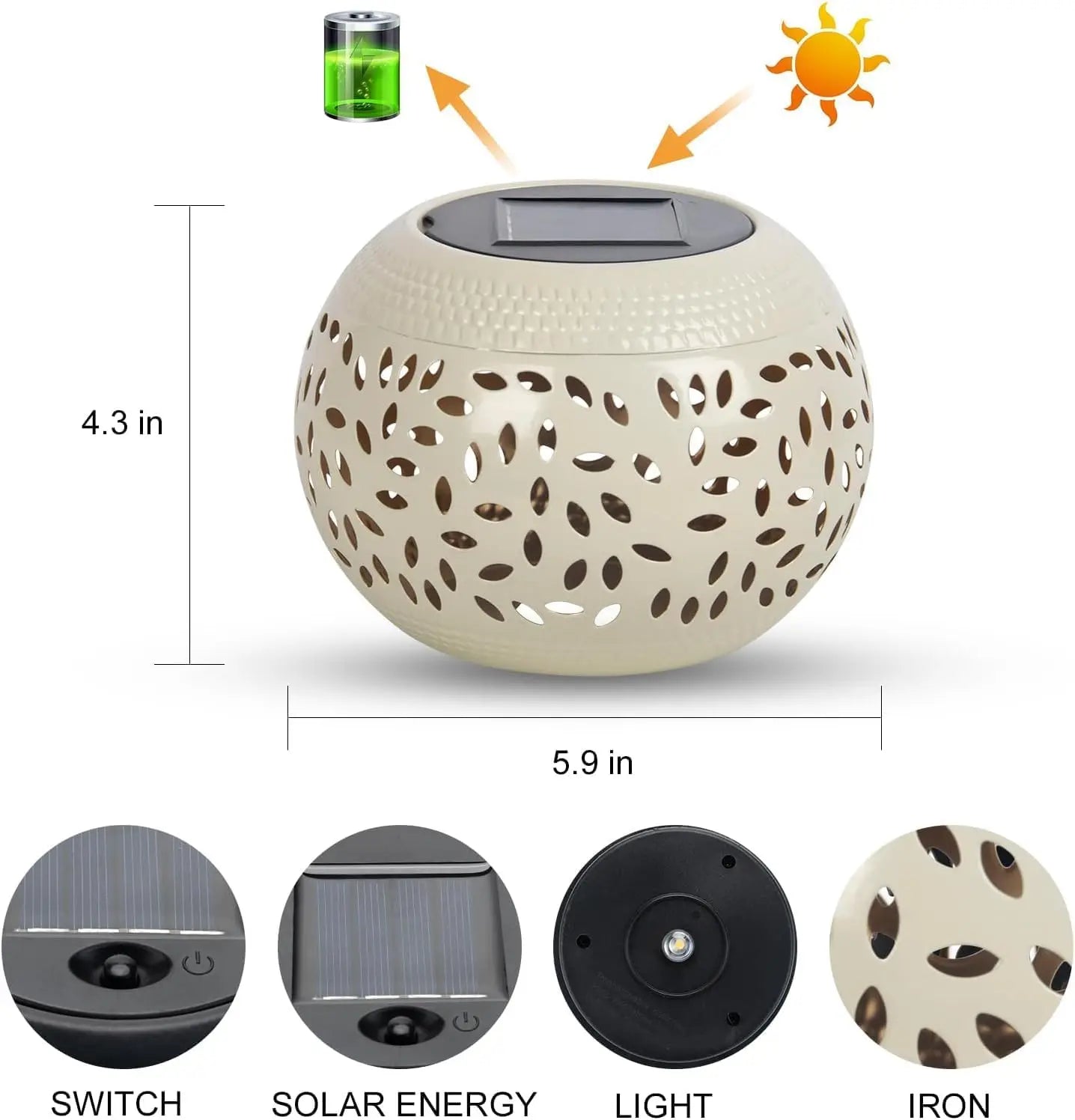Rivet Hollow Solar Table Lantern – Outdoor LED Decorative Light