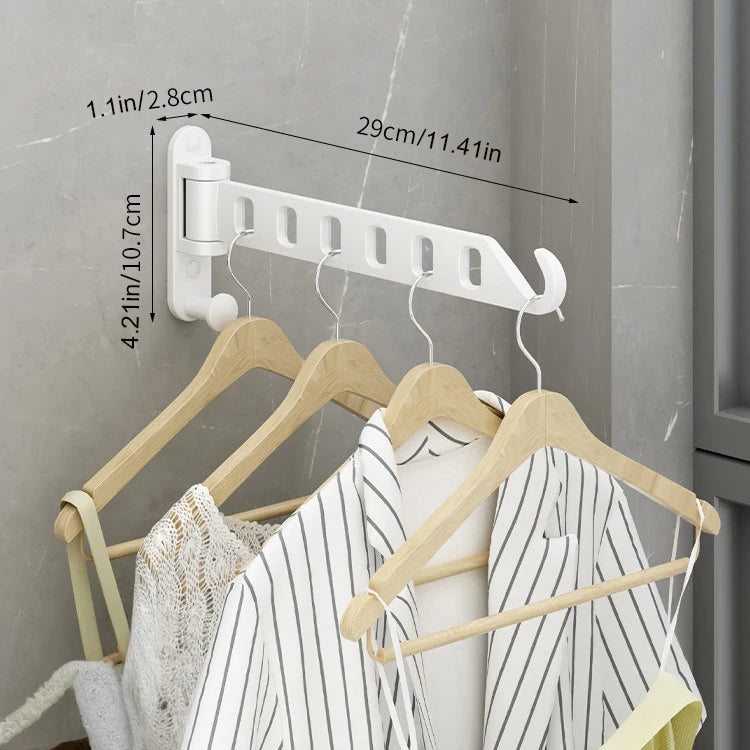 Wall-Mounted Foldable Clothes Drying Rack with 6 Holes for Laundry Room or Closet – Aluminum, Swing Arm, Black, White, or Grey