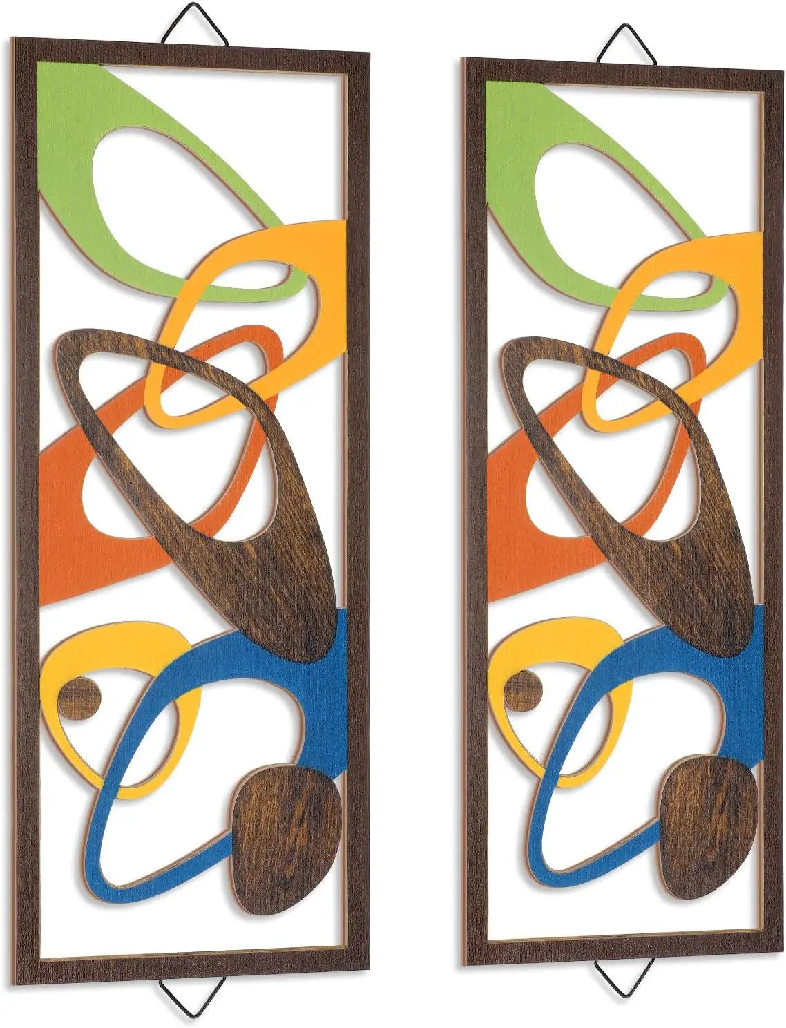 Marlow Abstract Wood Wall Art Panels – Set of 2 Geometric Decor