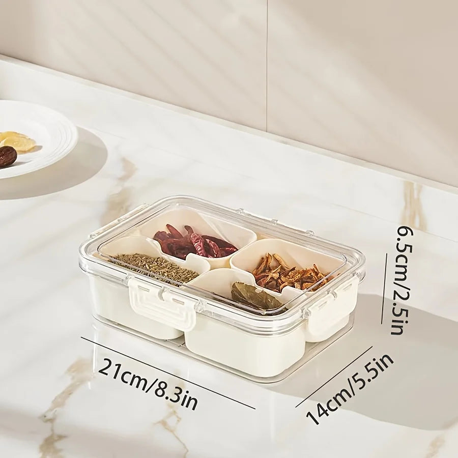 Divided Serving Tray with Lid for Snacks, Fruit, or Fridge Organization