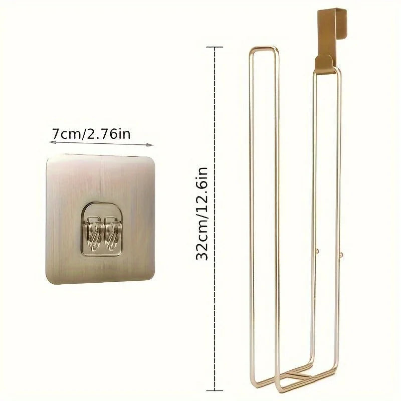 Over-the-Tank Toilet Paper Holder with Storage, Metal, Black or Gold