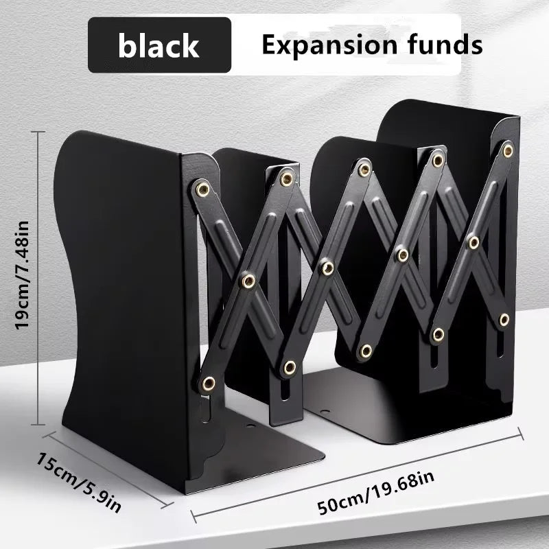 Retractable Metal Book Stand Organizer – Adjustable Bookend for Desk or Shelf