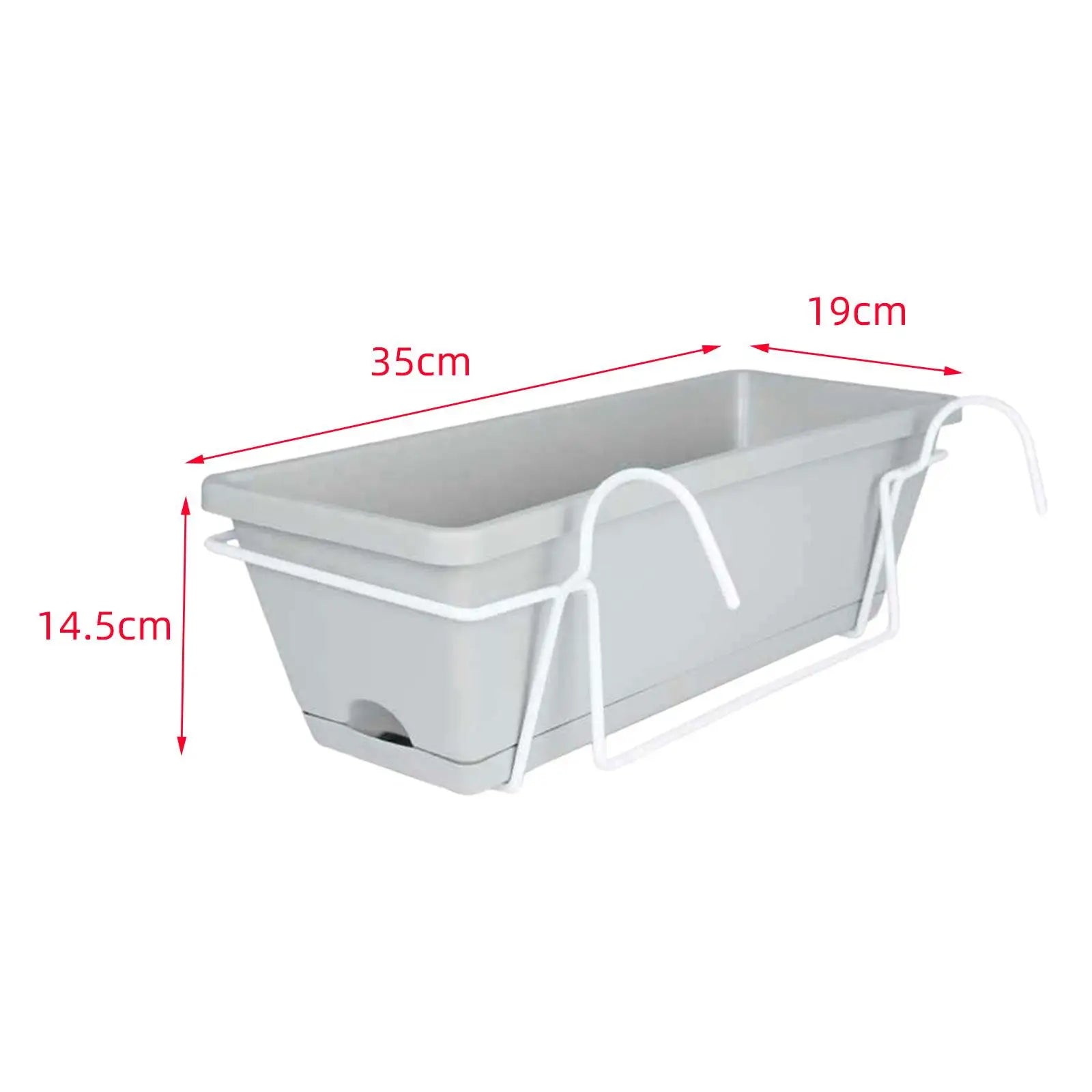 Balcony Railing Planter Box with Drainage Tray and Hanging Rack