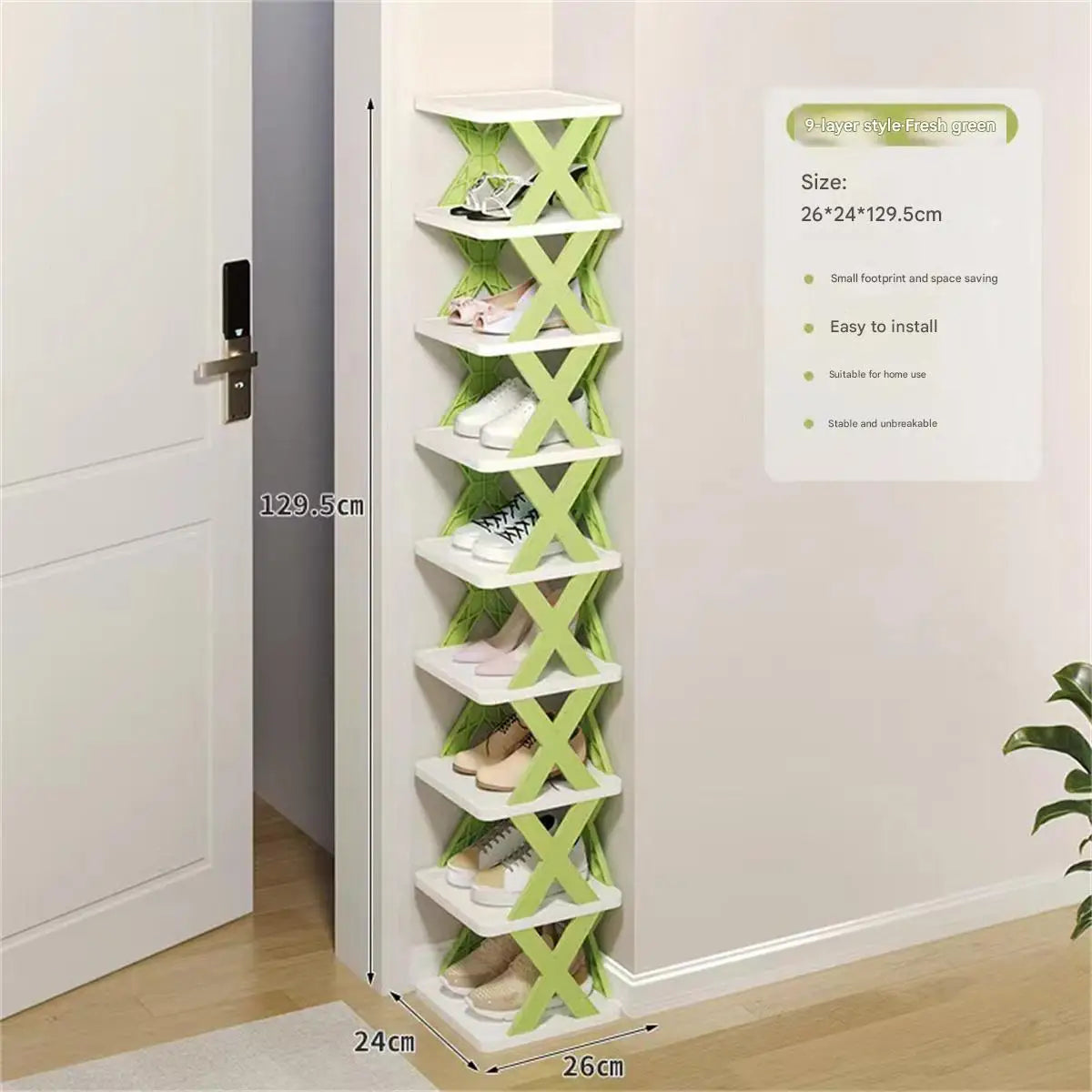 Multi-Layer Narrow Plastic Shoe Rack for Entryway, Closet or Small Spaces
