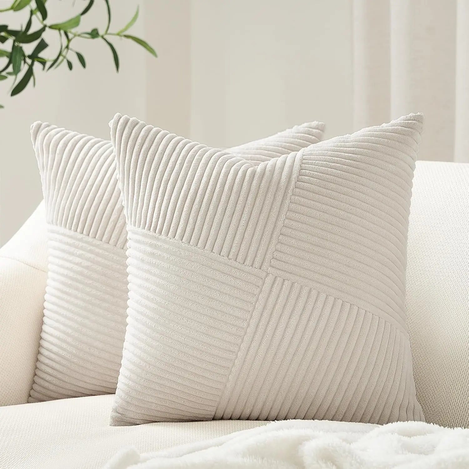Marlow Corduroy Textured Throw Pillow Cover, 45x45cm