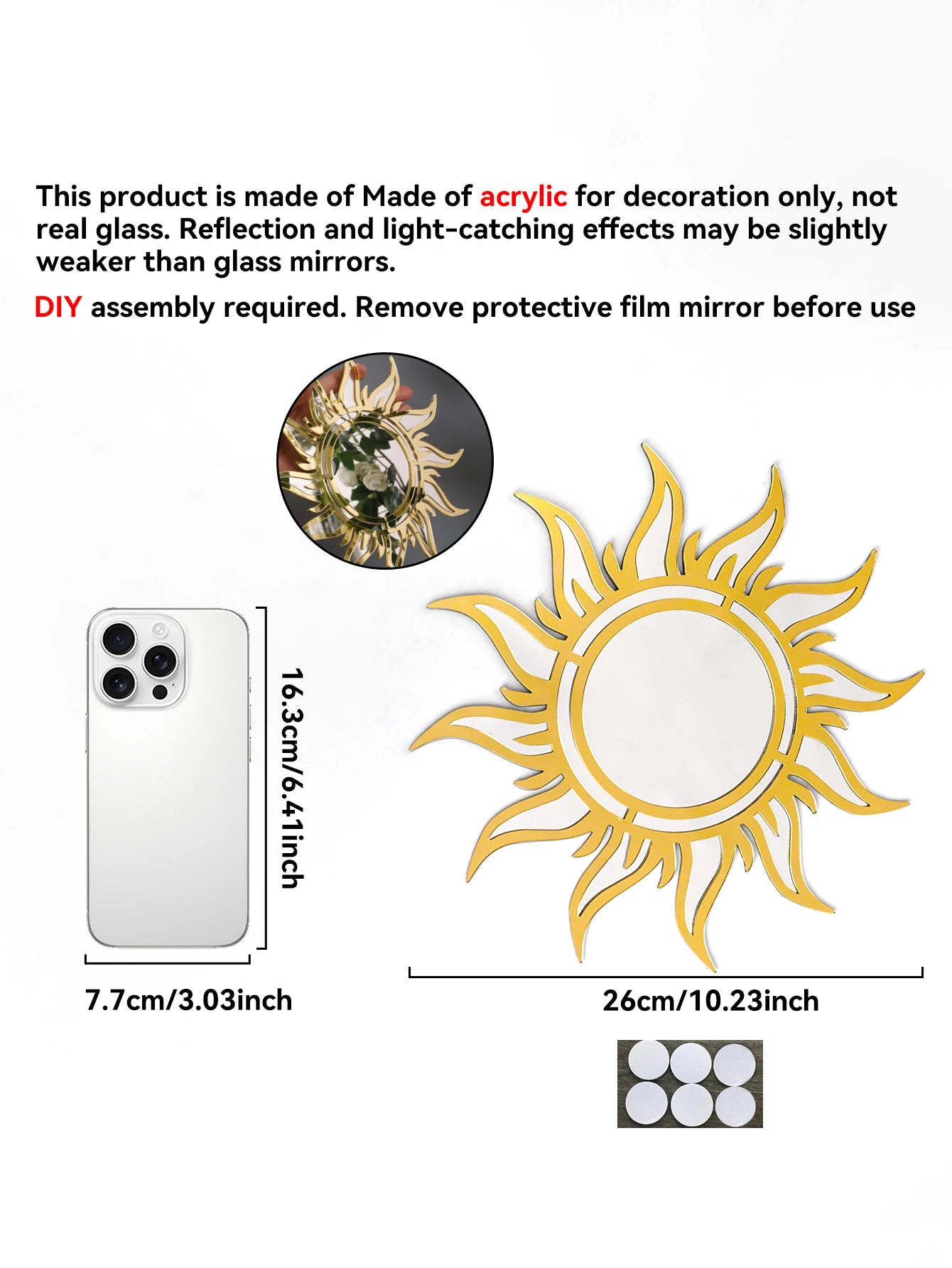 Solene Boho Sunburst Acrylic Wall Mirror