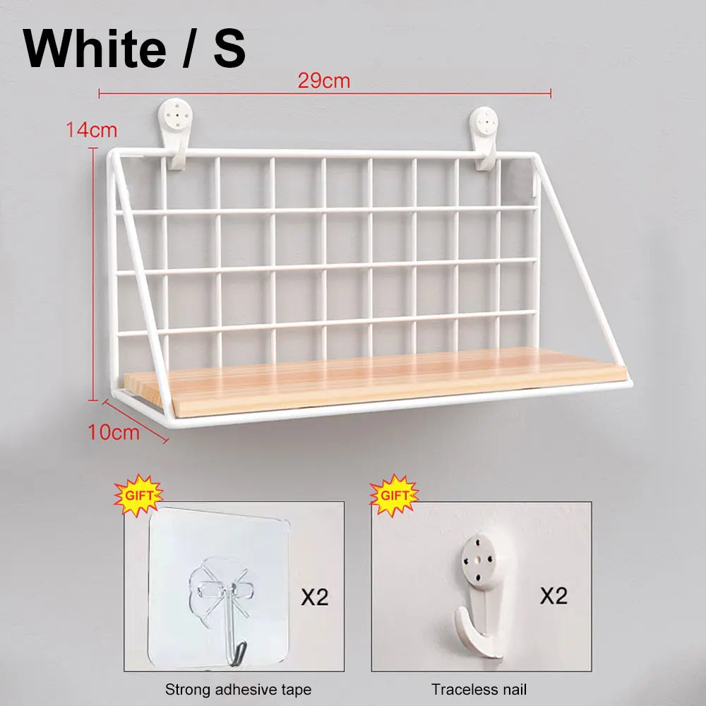 Metal and Wood Wall-Mounted Spice Rack Shelf for Kitchen & More