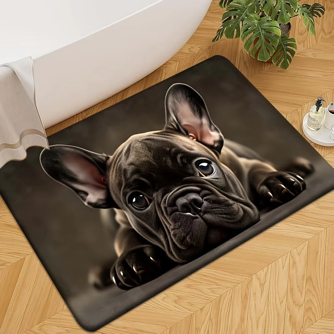 French Bulldog Print Doormat – Soft Anti-Slip Mat for Entryway, Kitchen, or Bath