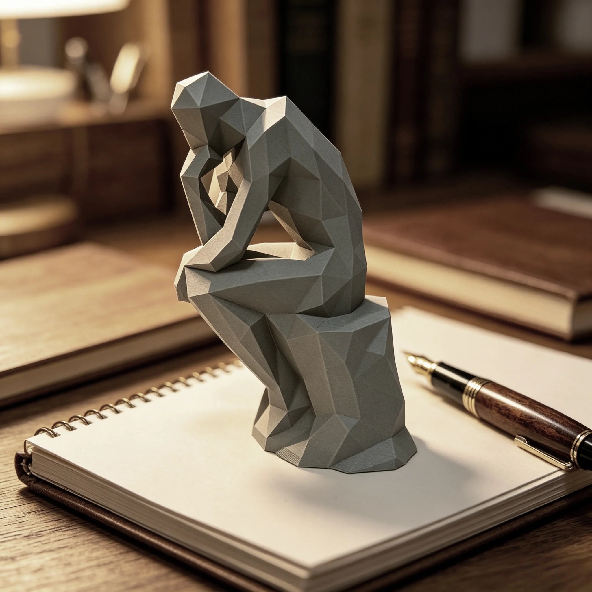 Theo Geometric Thinking Figurine, Modern Desk or Shelf Sculpture