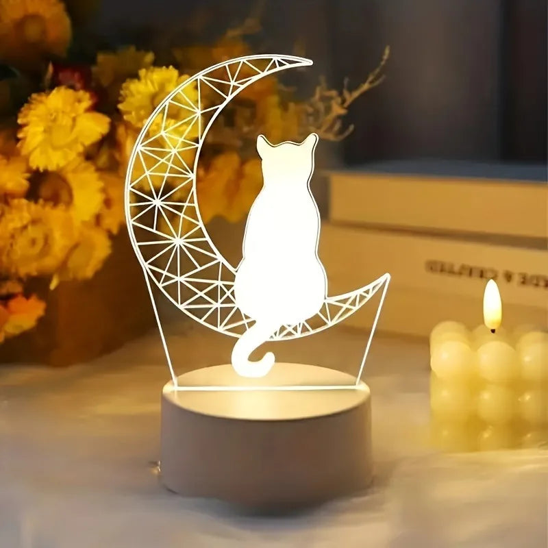 Luna Cat 3D LED Night Light – Touch Control Table Lamp