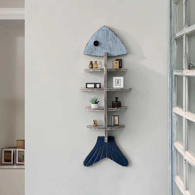 Nordic Fishbone Wooden Wall Shelf