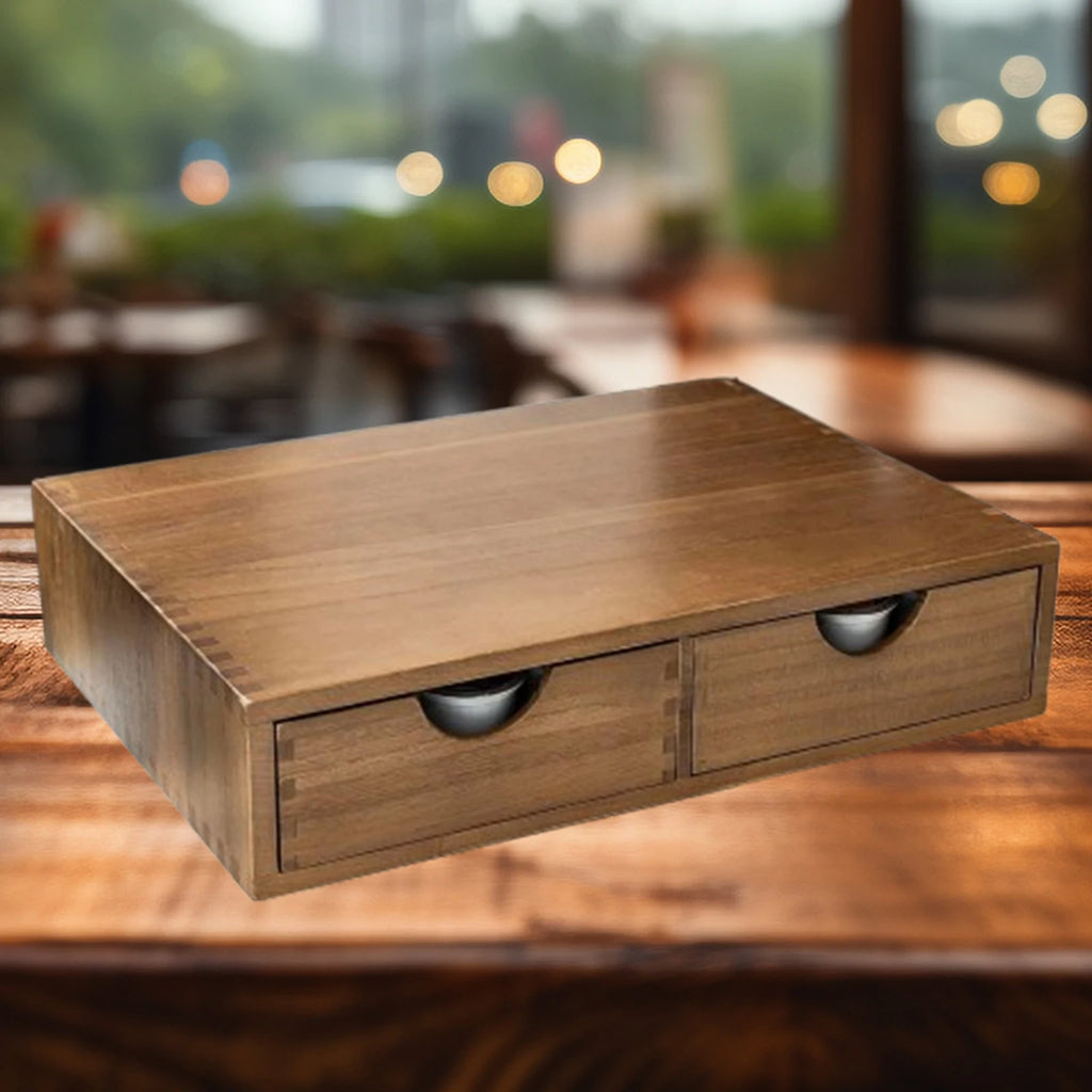 Wooden Two-Drawer Coffee Pod Organizer for Kitchen Counters