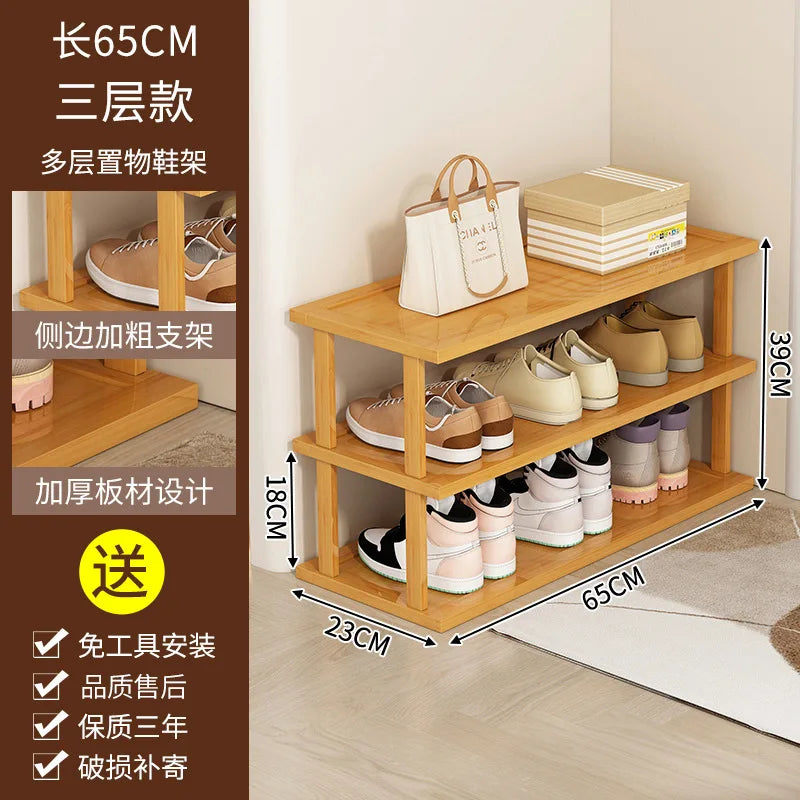 Slim Bamboo Shoe Rack for Entryway, Closet, or Small Space Organization
