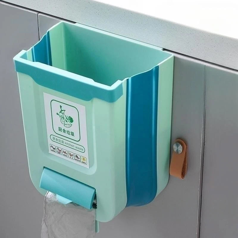 Folding Wall-Mounted Kitchen Trash Bin for Cabinet Doors