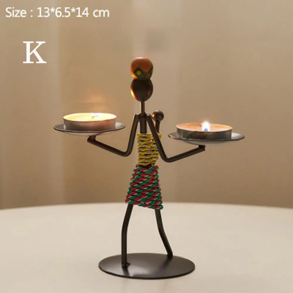 Nadira Abstract Character Metal Candle Holder for Living Room & Tabletop Decor