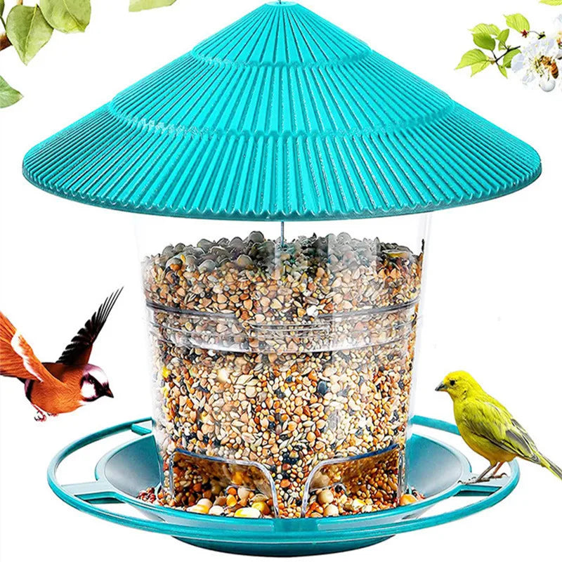 Hanging Bird Feeder with Waterproof Roof for Garden or Balcony
