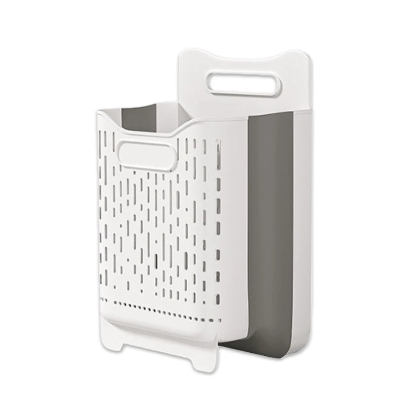 Wall-Mounted Collapsible Laundry Hamper with Handle – Large