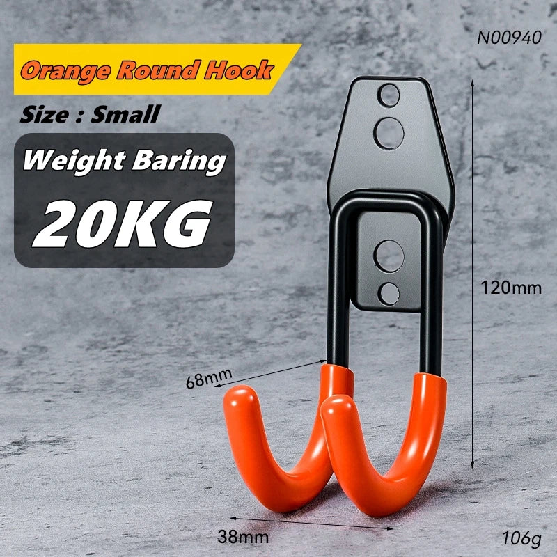 Wall-Mounted Utility Hooks for Garage & Garden Tool Organization