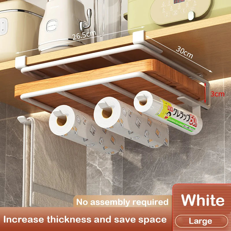 Under Cabinet Metal Organizer Rack with Hooks for Kitchen or Closet