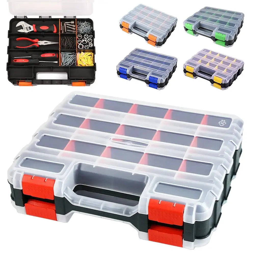 Double-Sided 34-Compartment Hardware Organizer Box