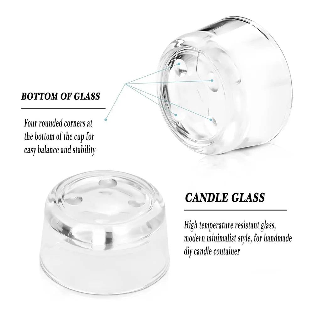 Close-up of the glass tealight holder showing rounded bottom and simple style
