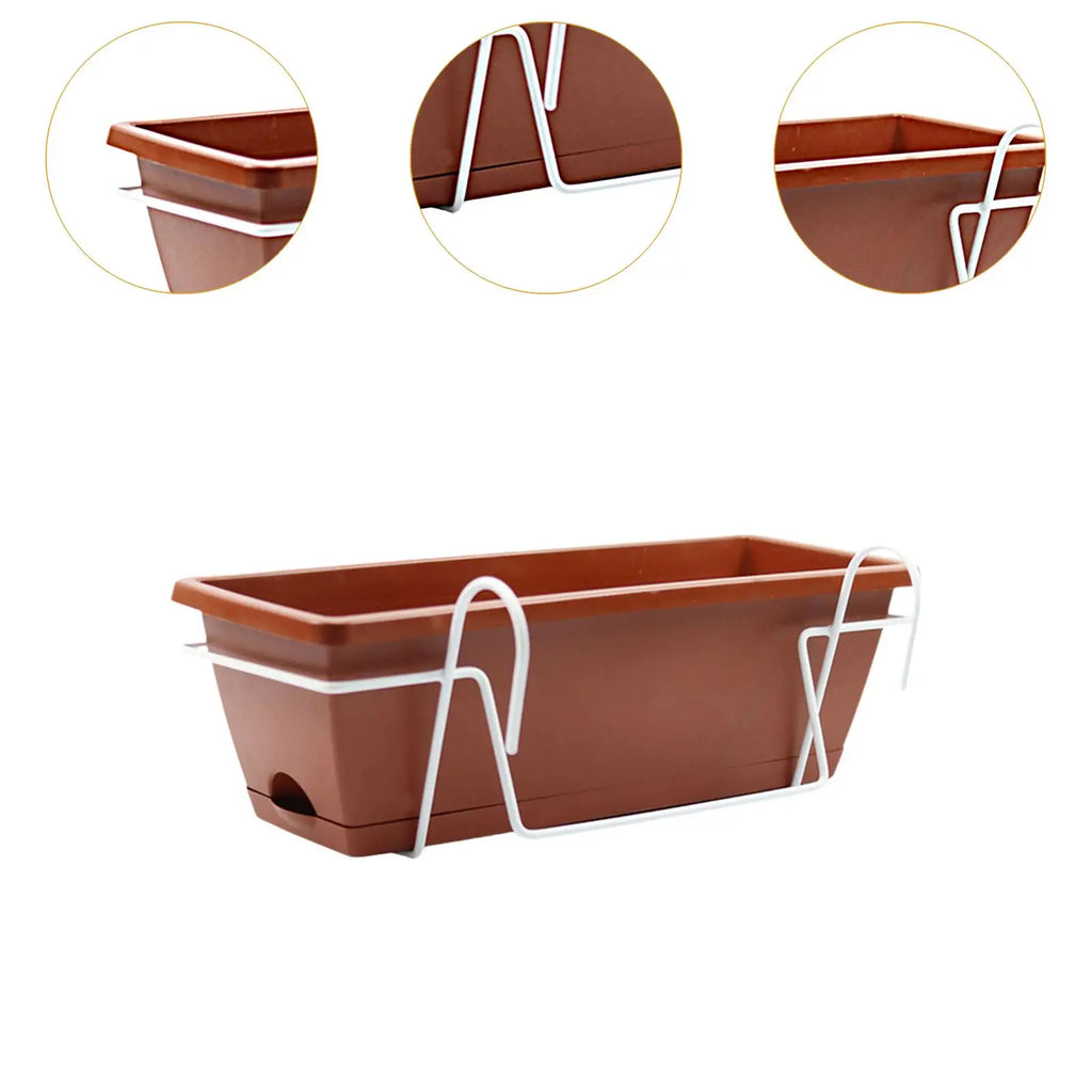Balcony Railing Planter Box with Drainage Tray and Hanging Rack