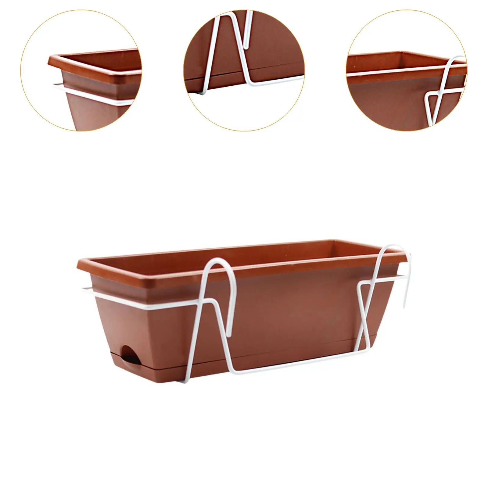 Balcony Railing Planter Box with Drainage Tray and Hanging Rack