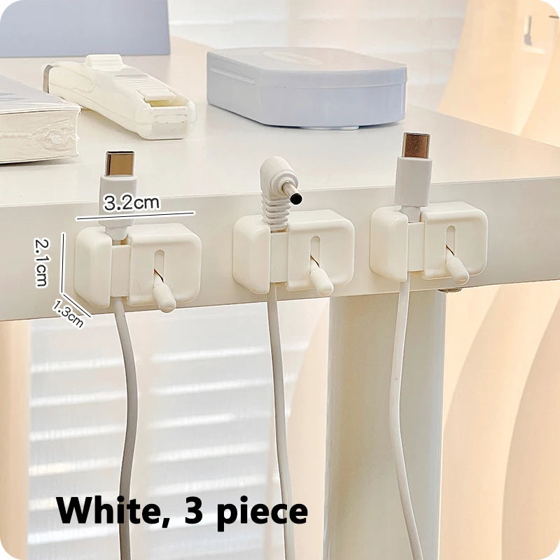 No-Drill Desk Cable Clips for Charging Cord Organization