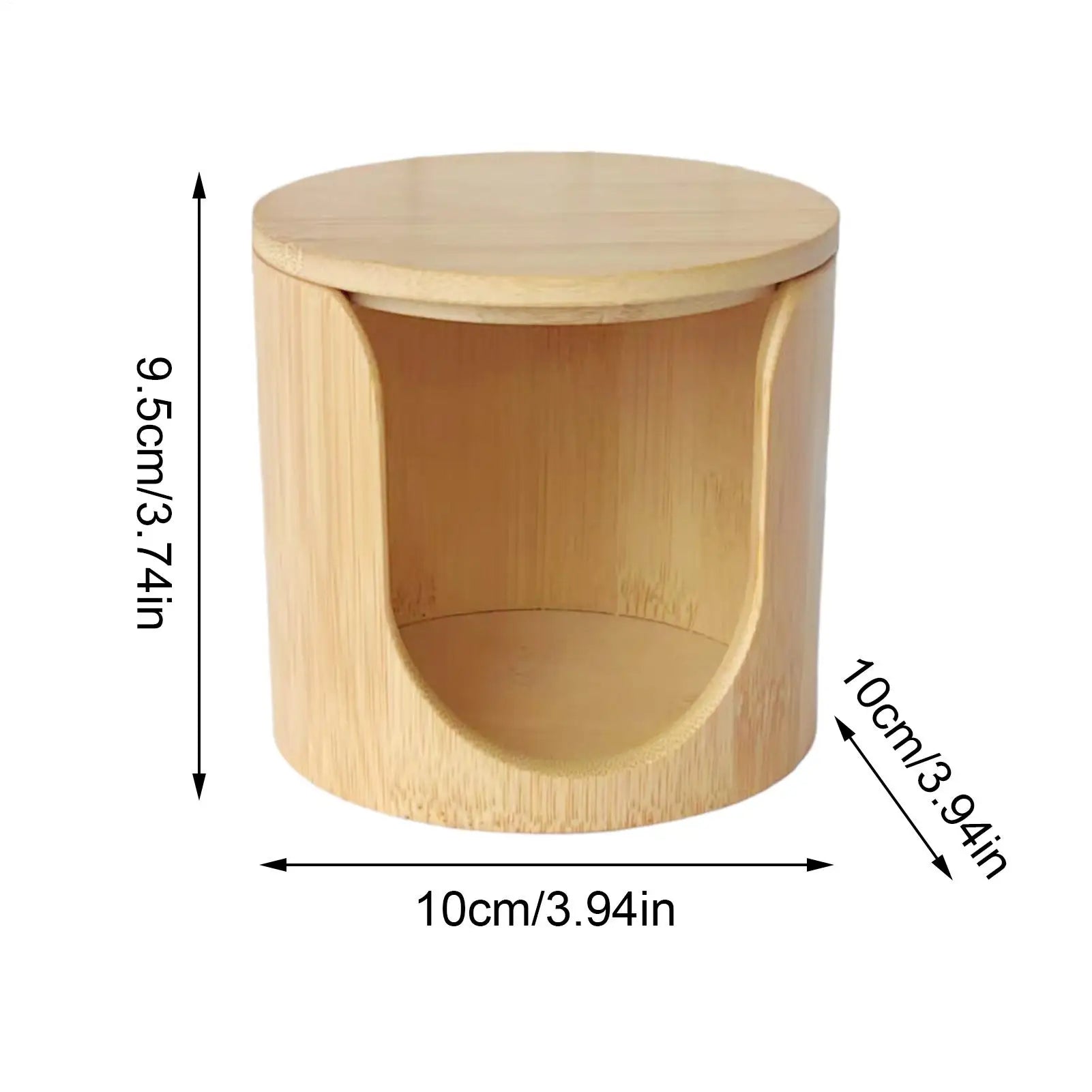 Round Bamboo Cotton Pad Holder with Lid for Vanity, Bathroom, or Bedroom