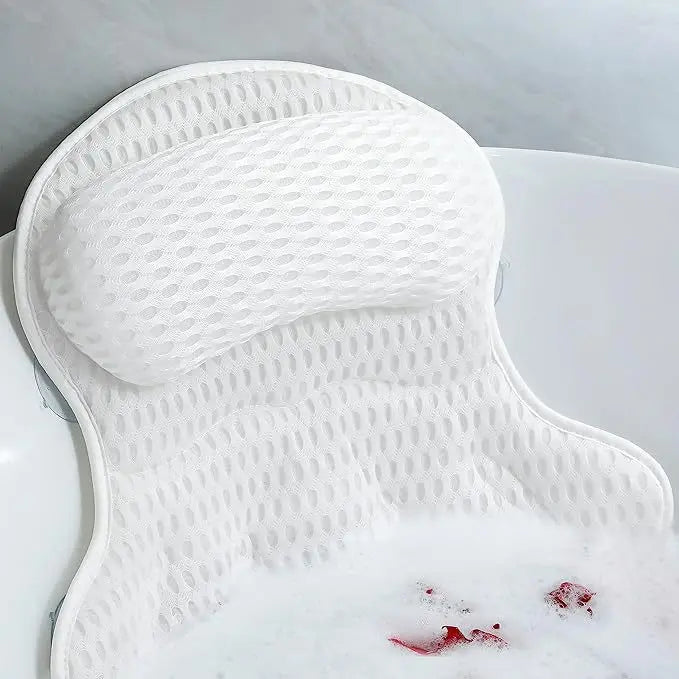 Air Mesh Bath Pillow with Suction Cups for Neck and Back Support in Tubs & Spa Baths