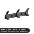 Wall-Mounted Black Metal Hook Rack for Bathroom or Entryway Organization