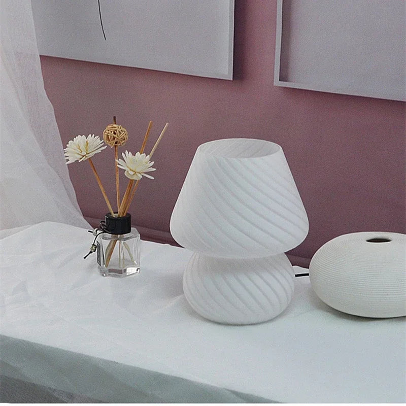 Rowan Glass Mushroom Table Lamp for Bedroom or Bedside