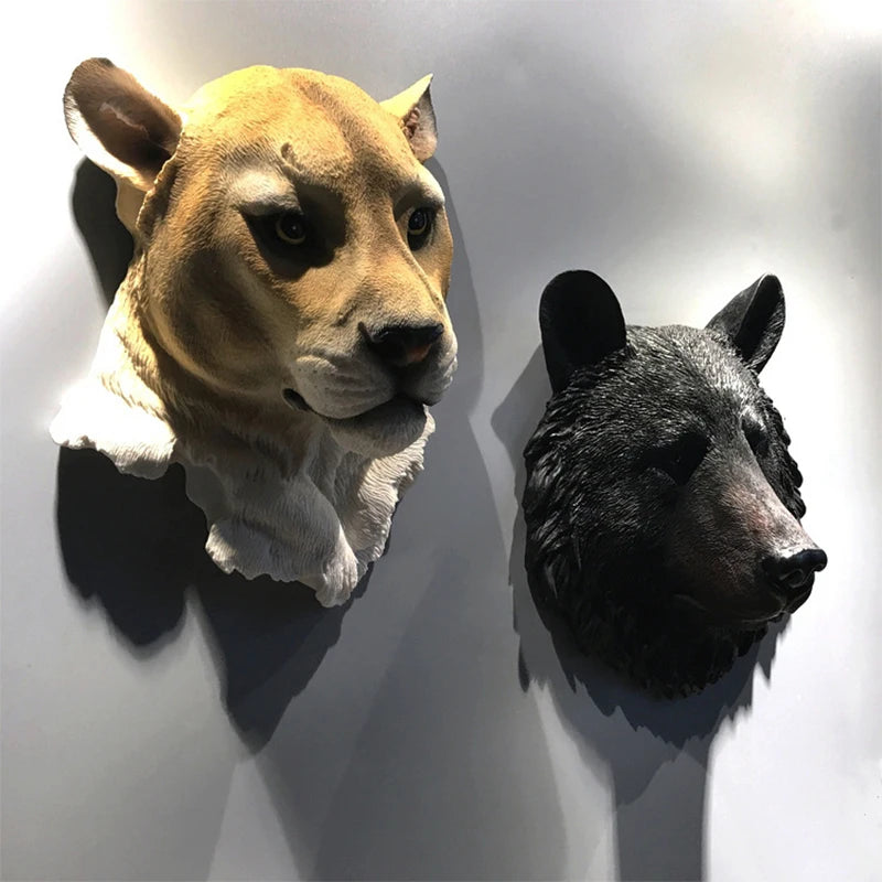Arden Animal Head Wall Sculpture in Resin for Bedroom or Living Room Decor