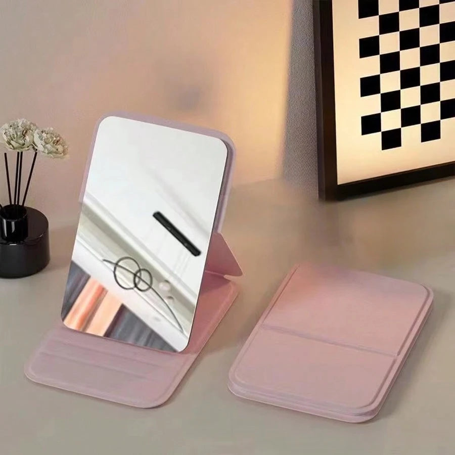 Foldable PU Leather Desktop Makeup Mirror – Travel & Vanity Size